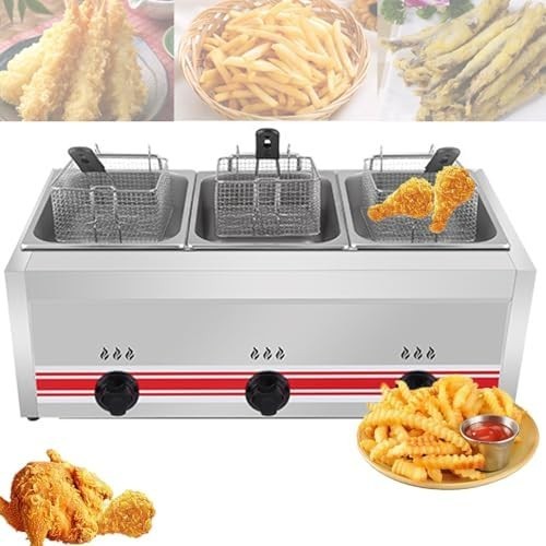 Professional Gas Chip Fryer LPG Stainless Steel Countertop w Basket