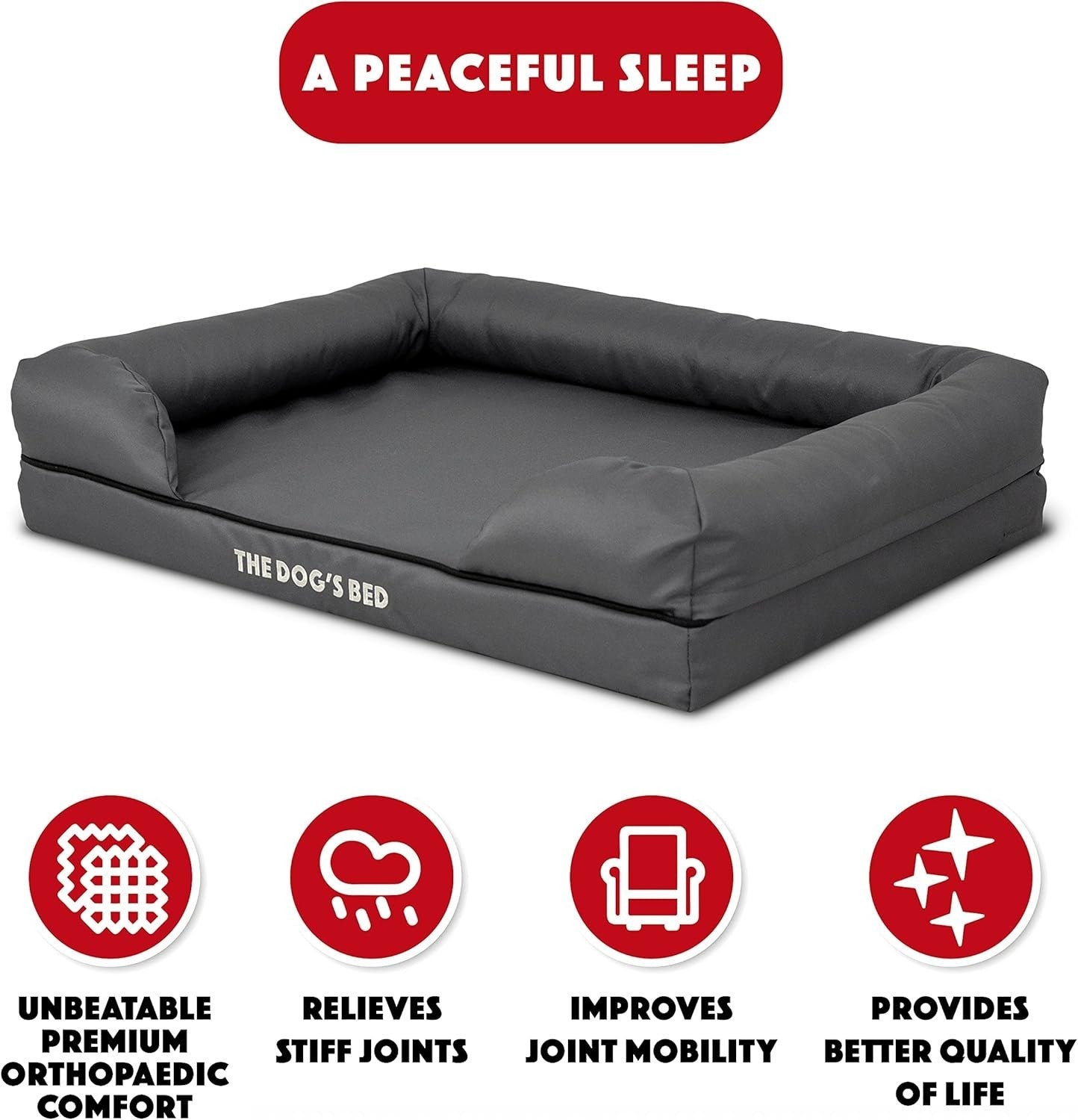 Medium Orthopedic Memory Foam Dog Bed Washable Bolster