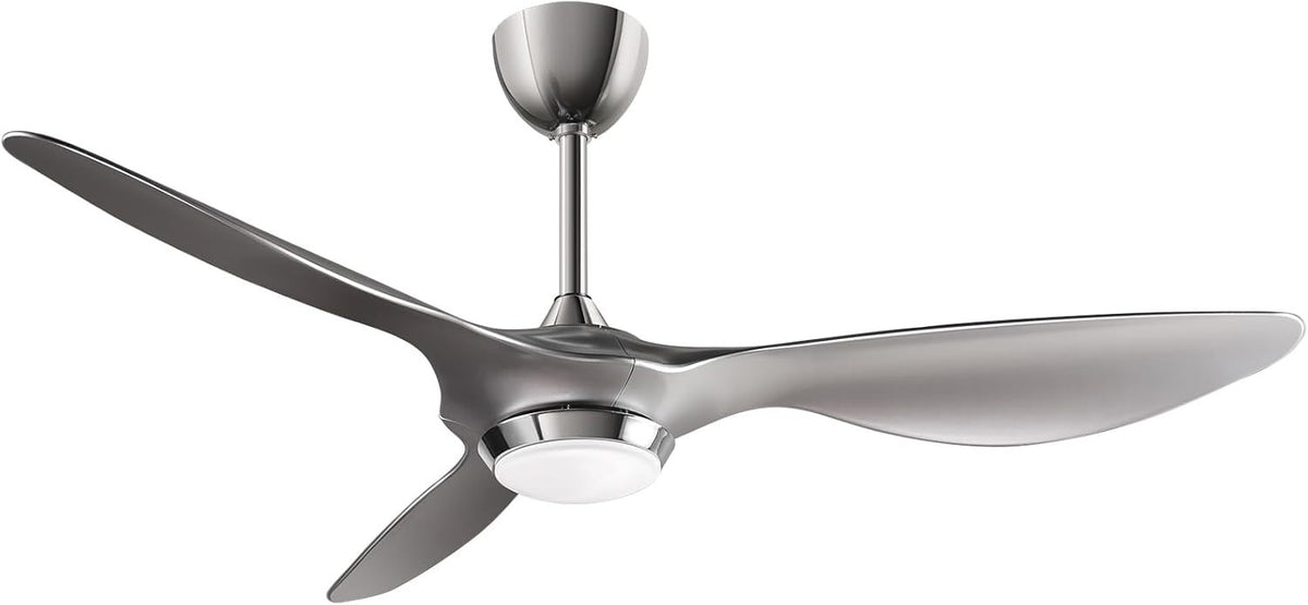 Reiga 132cm Smart Ceiling Fan Remote Silver Blades Dimmable LED