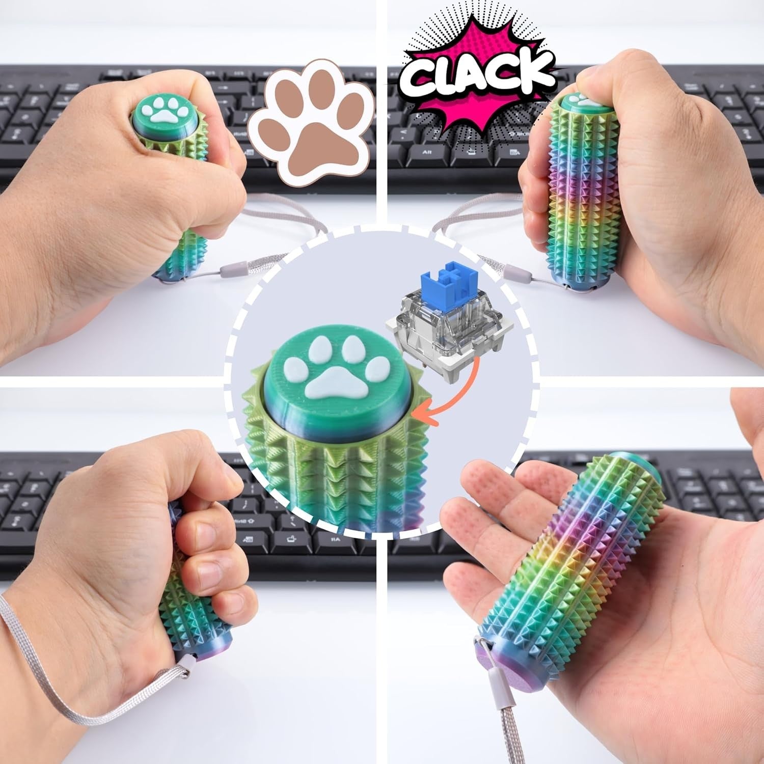 2pcs Paw Clicker Pain Stim Fidget Spiky Stress Relief ADHD Toy