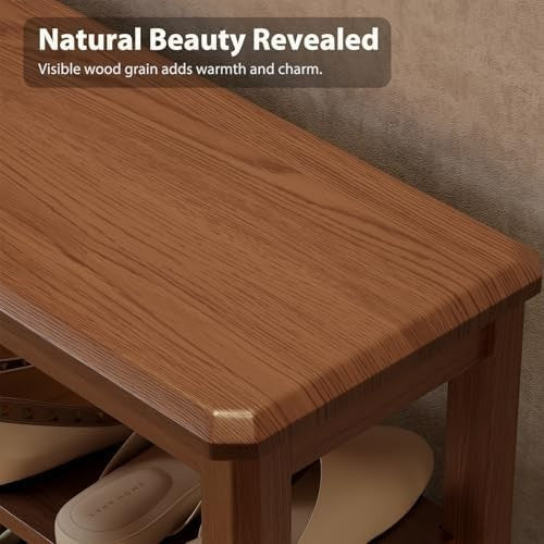 Small 2-Tier Wooden Shoe Bench with Seat – Entryway Hallway Storage
