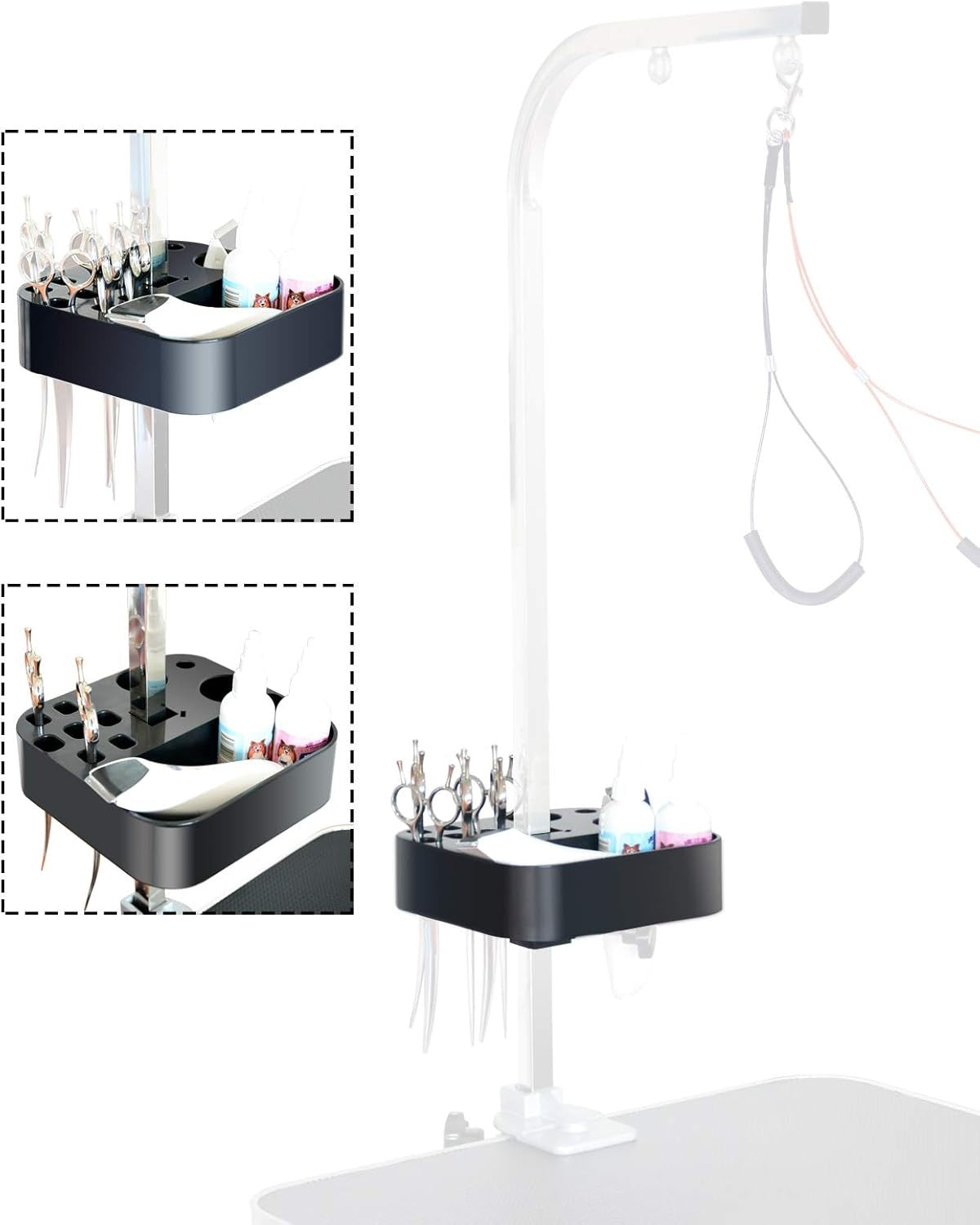 Dog Grooming Table Arm Holder with Tool Organizer Noose Adjustable