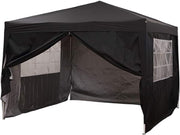 2.5x2.5M Black Pop Up Gazebo With Sides Waterproof Garden Party Tent Marquee