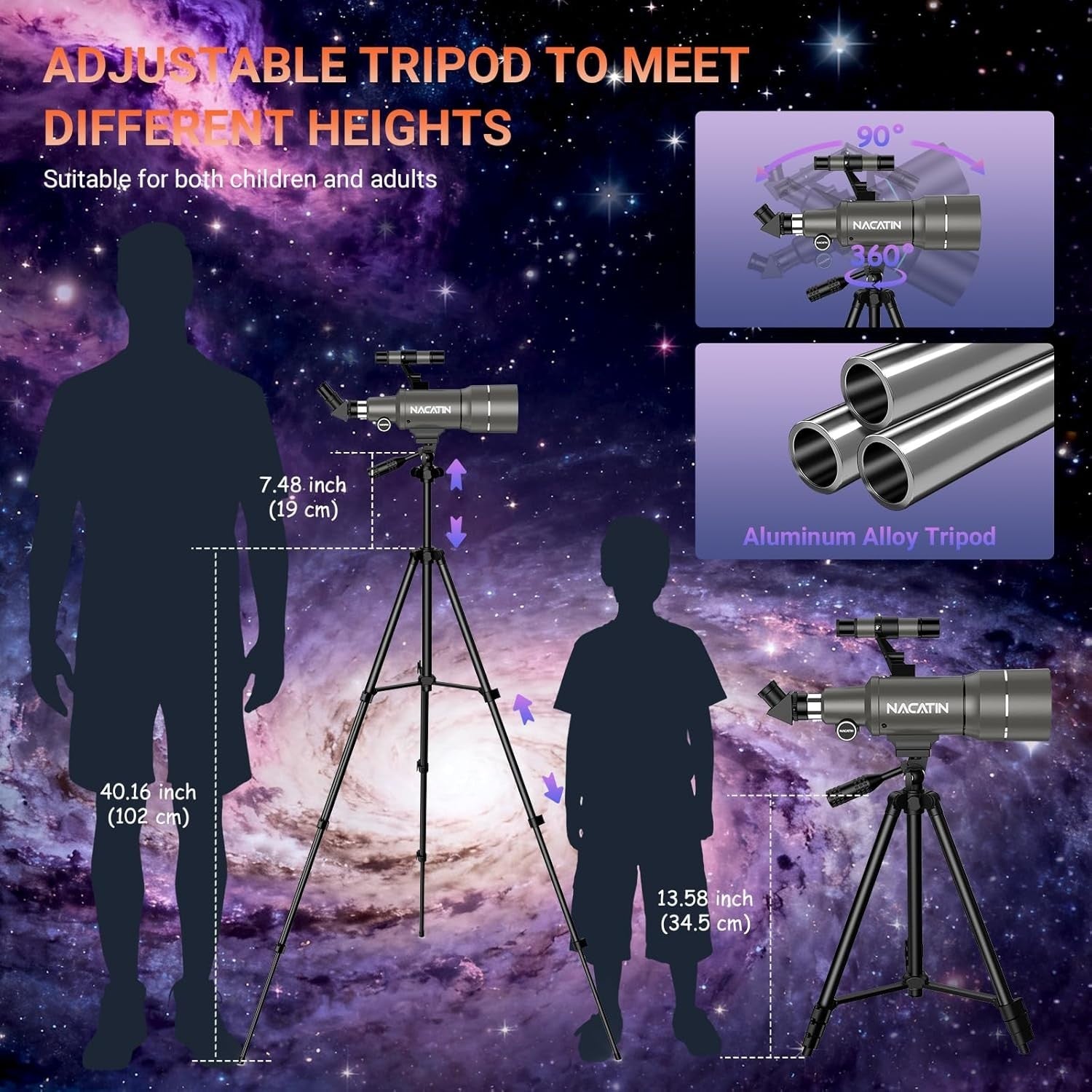 70mm Telescope for Kids & Beginners with Tripod, Phone Adapter & Remote