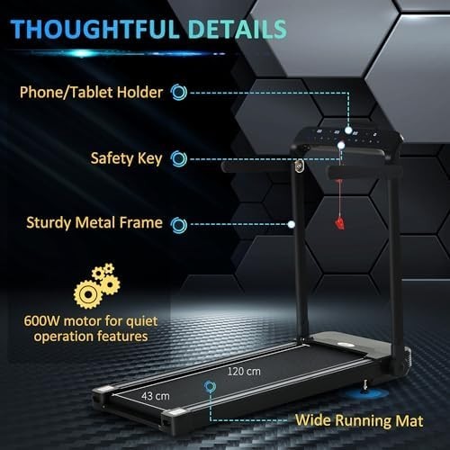 Folding Treadmill 1.85HP 12km/h LED Display Home Gym Jogging Machine
