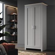 Grey Oak 2-Door Wardrobe with Hanging Rail & Soft-Close Doors - Bedroom