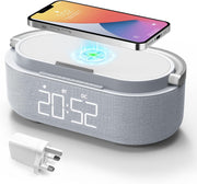 Bluetooth Alarm Clock Wireless Charger Speaker FM Radio Loud