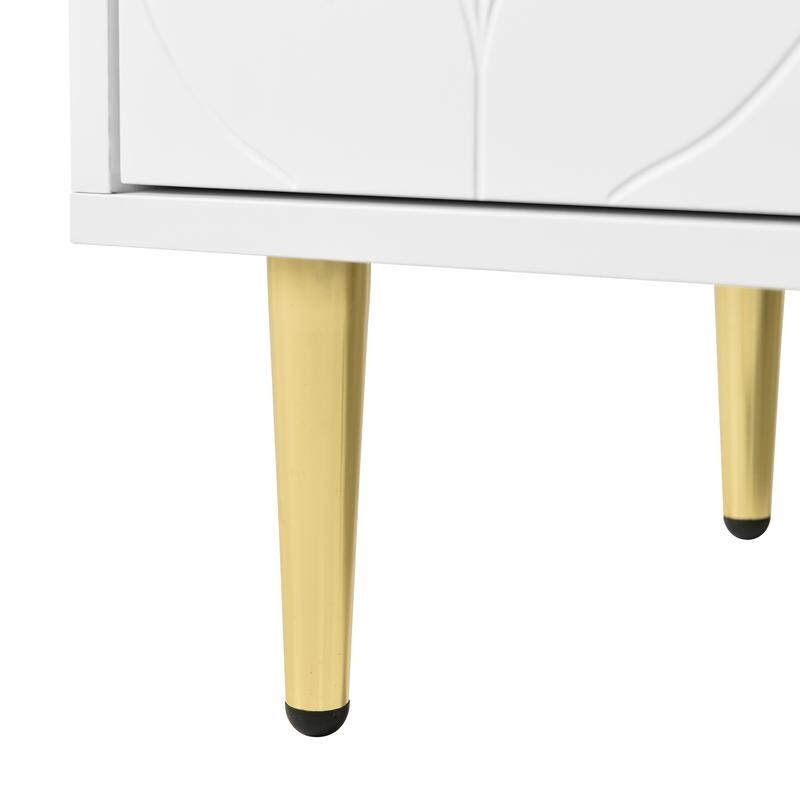 Modern White 2 Door Sideboard Cabinet with Gold Legs – 75x40x90cm Storage