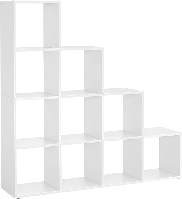 10-Cube White Bookcase – Modern Open Display Shelf Unit for Living Room & Office
