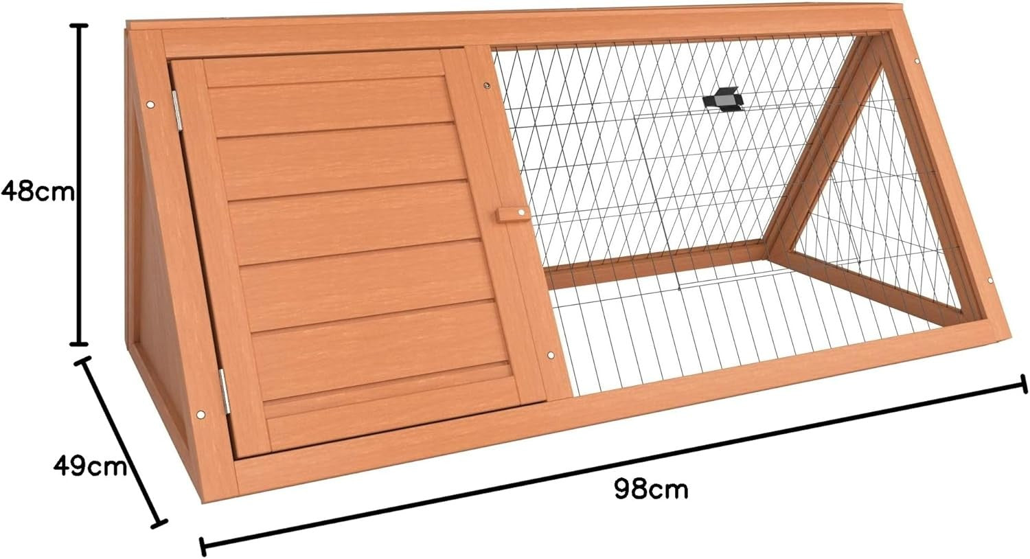 Triangle Rabbit Hutch Outdoor Wooden Guinea Pig Cage Secure Run Enclosure