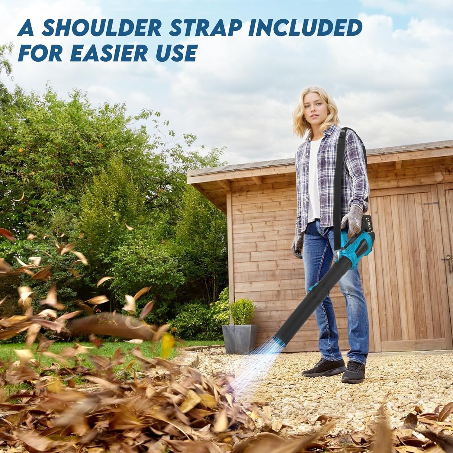 Cordless Leaf Blower 21V Dual Battery 5 Speed Turbo Handheld Garden
