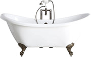 White Double Ended Freestanding Bath 1750x730mm Gold Claw Feet