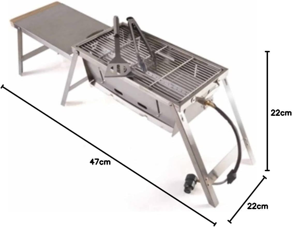 Portable Stainless Steel Gas BBQ Grill Folding Outdoor Camping Picnic Cooker