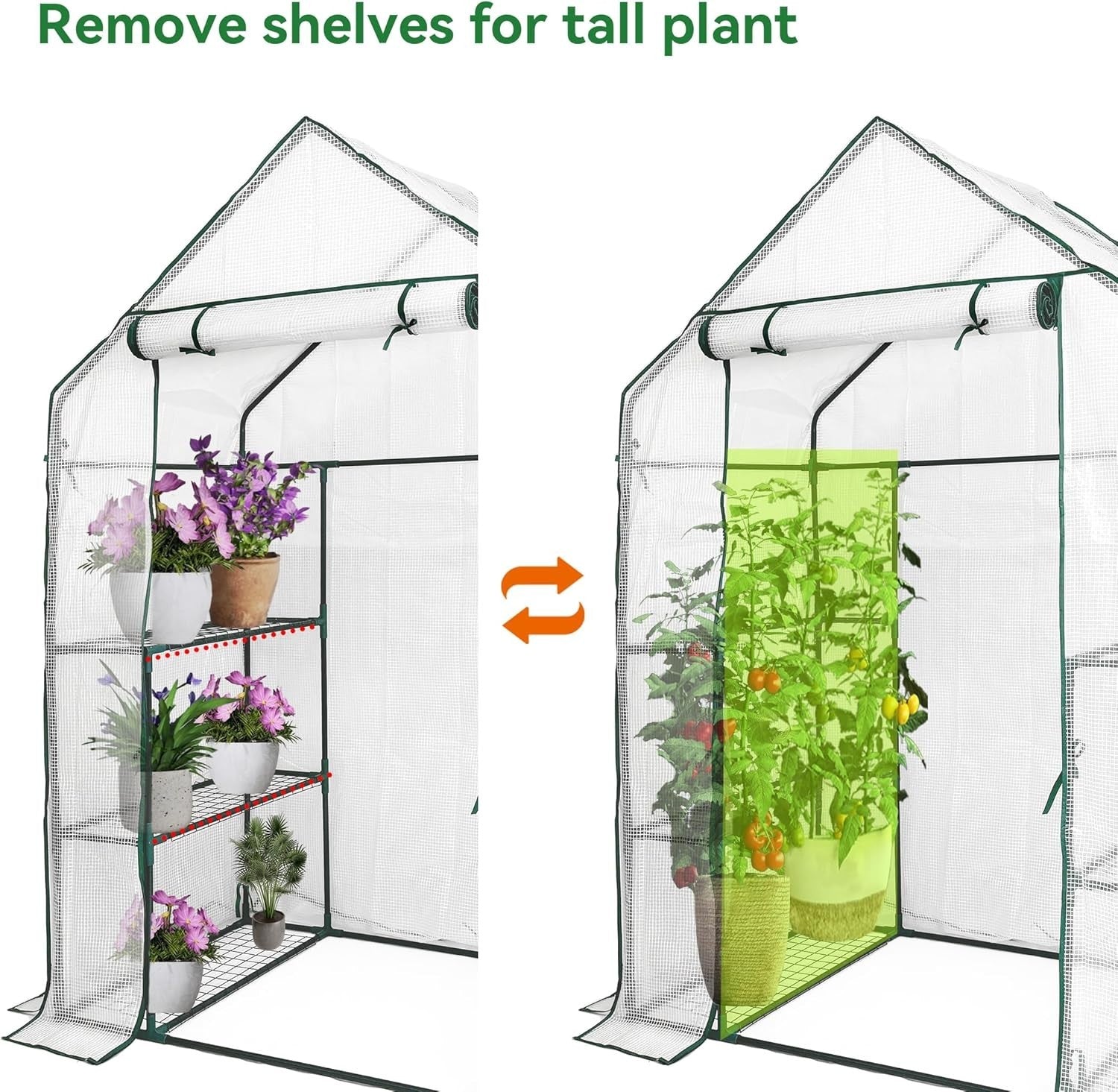 Walk-In Greenhouse with 6 Shelves | Reinforced Steel Frame | UV-Resistant