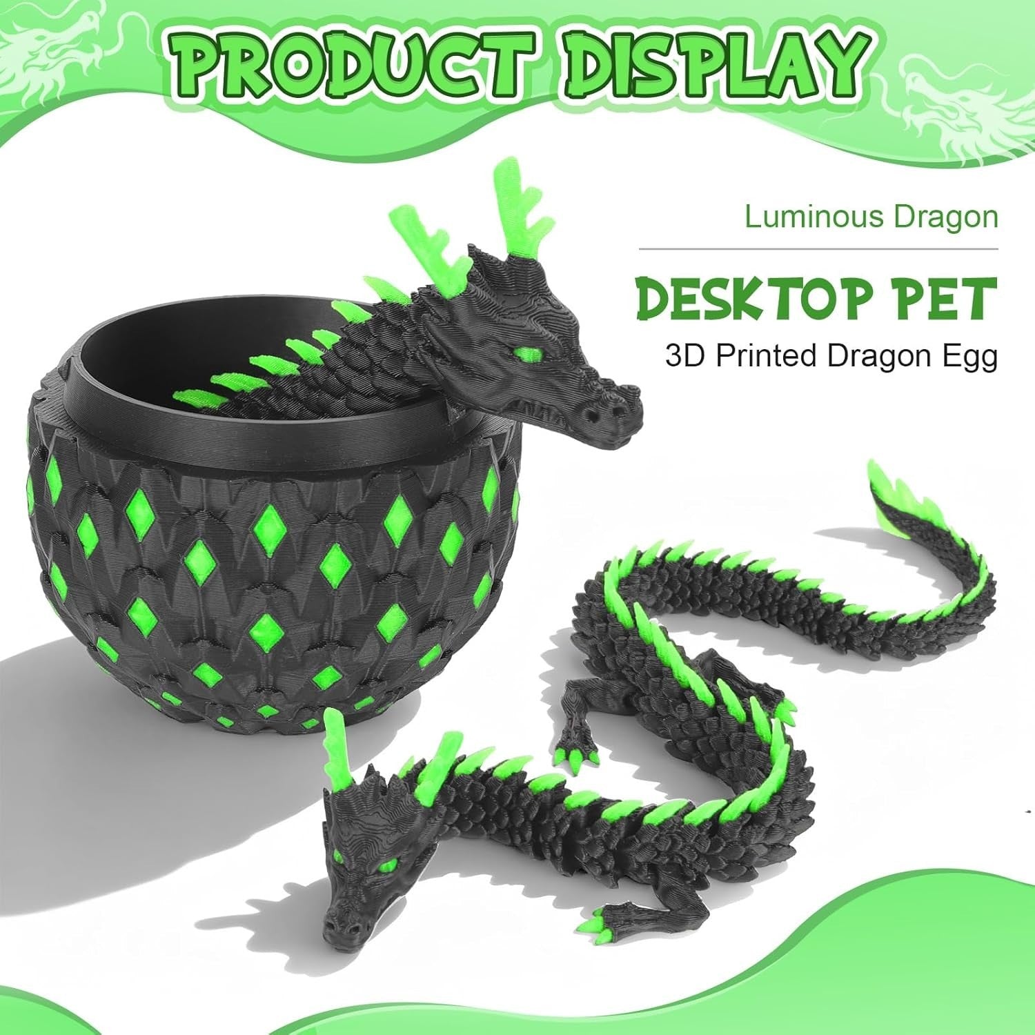 12 Inch Glow Dragon Egg Fidget Toy Articulated Desk Decor Gift