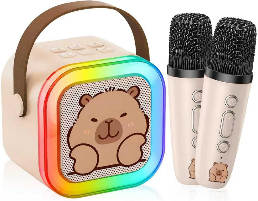 Kids Karaoke Machine 2 Wireless Mics Bluetooth LED Speaker