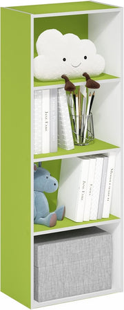 4 Tier Bookcase Small Storage Shelf Compact Organizer Bookshelf Display Green