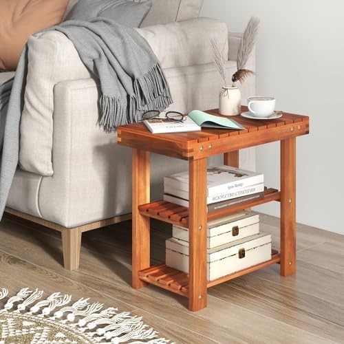 3-Tier Acacia Wood Shoe Rack Bench – Hallway Entryway Storage Seat