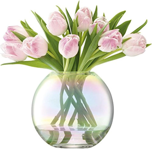 Round Glass Vase 16cm Mother of Pearl Decorative Flower Vase Handmade