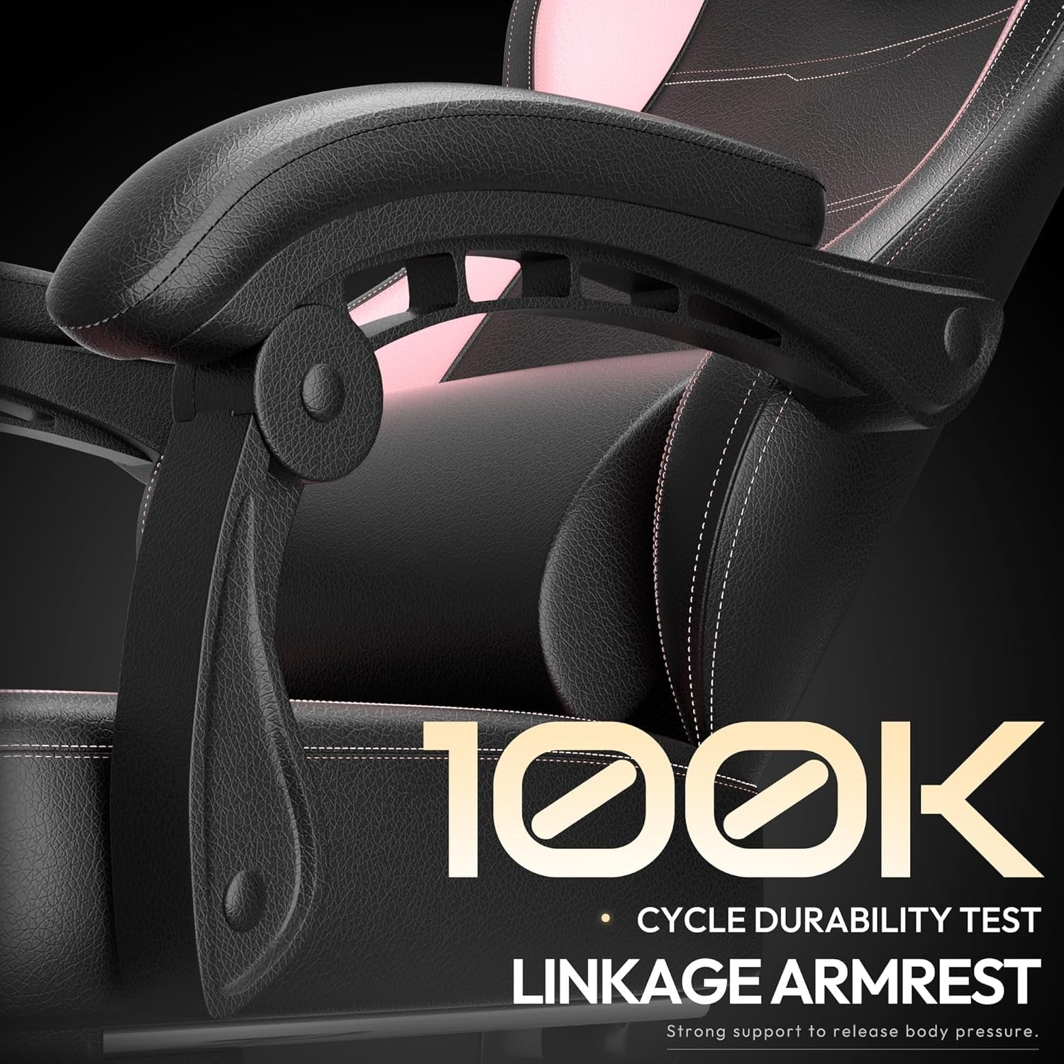 200kg Heavy Duty Gaming Chair Pink w/ Footrest Massage Lumbar