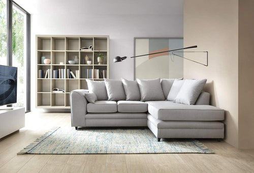 Light Grey L Shape Corner Sofa 3 Seater Brushed Cotton Cushions Durable