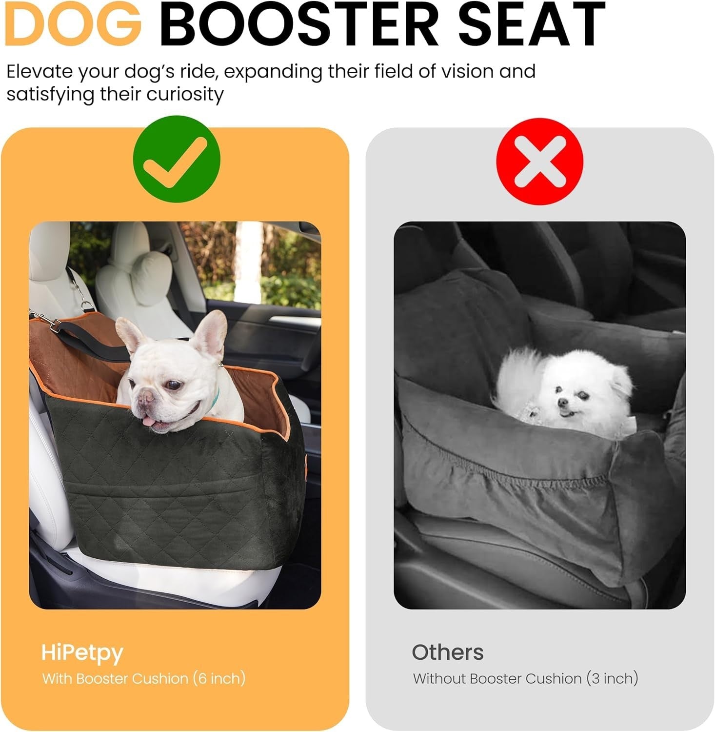 Dog Car Seat Booster Bed Thick Cushion Safety Leash Travel Seat 30lb