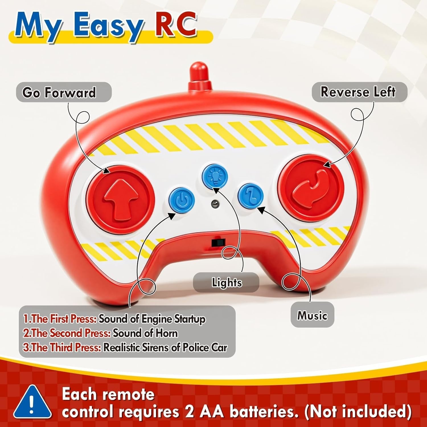 Toddler RC Fire Truck Toy with Lights & Music Remote Control Car Gift Boys Girls