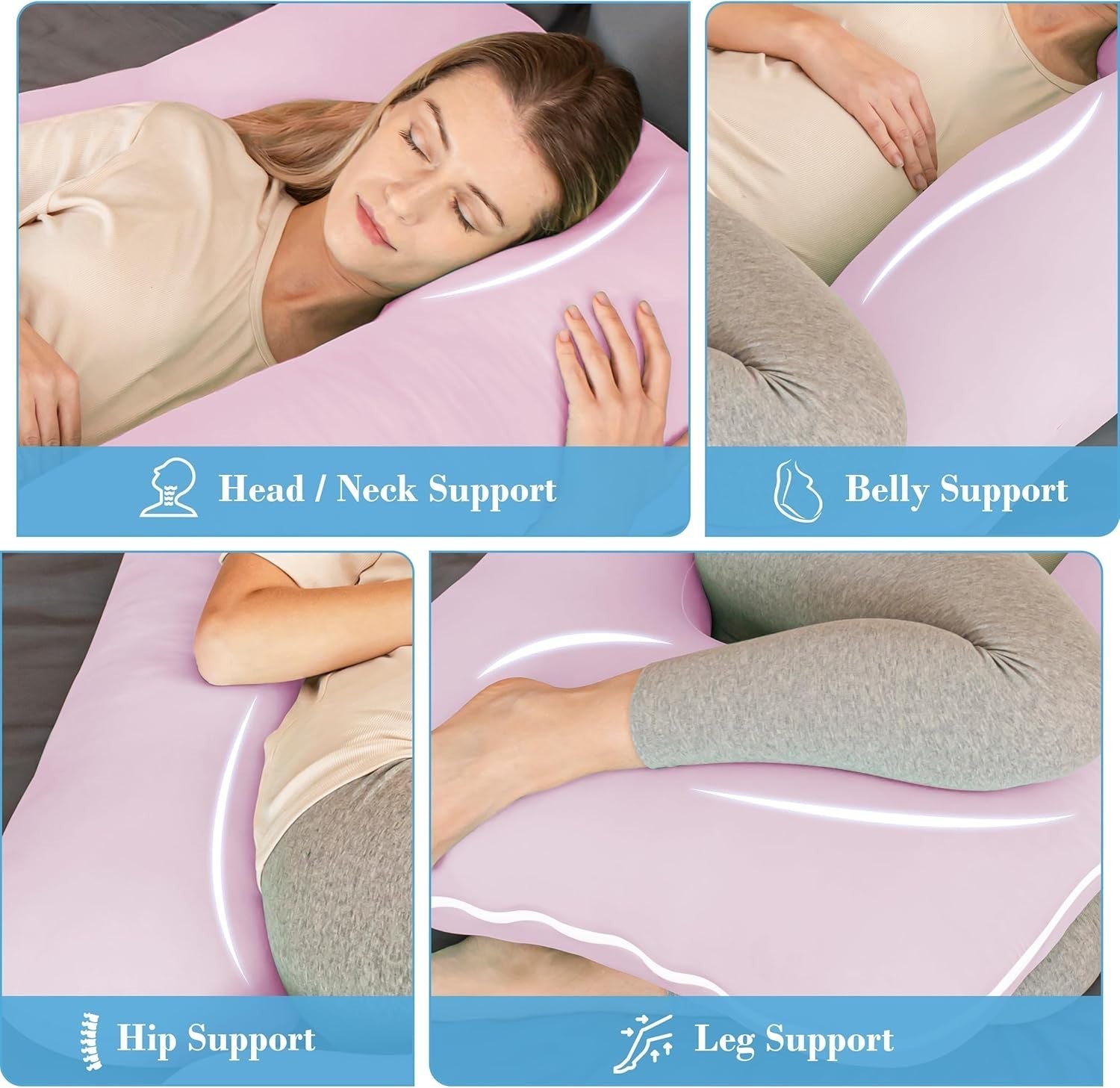Pregnancy U Shape Body Pillow 57” Full Body Maternity Support Cooling