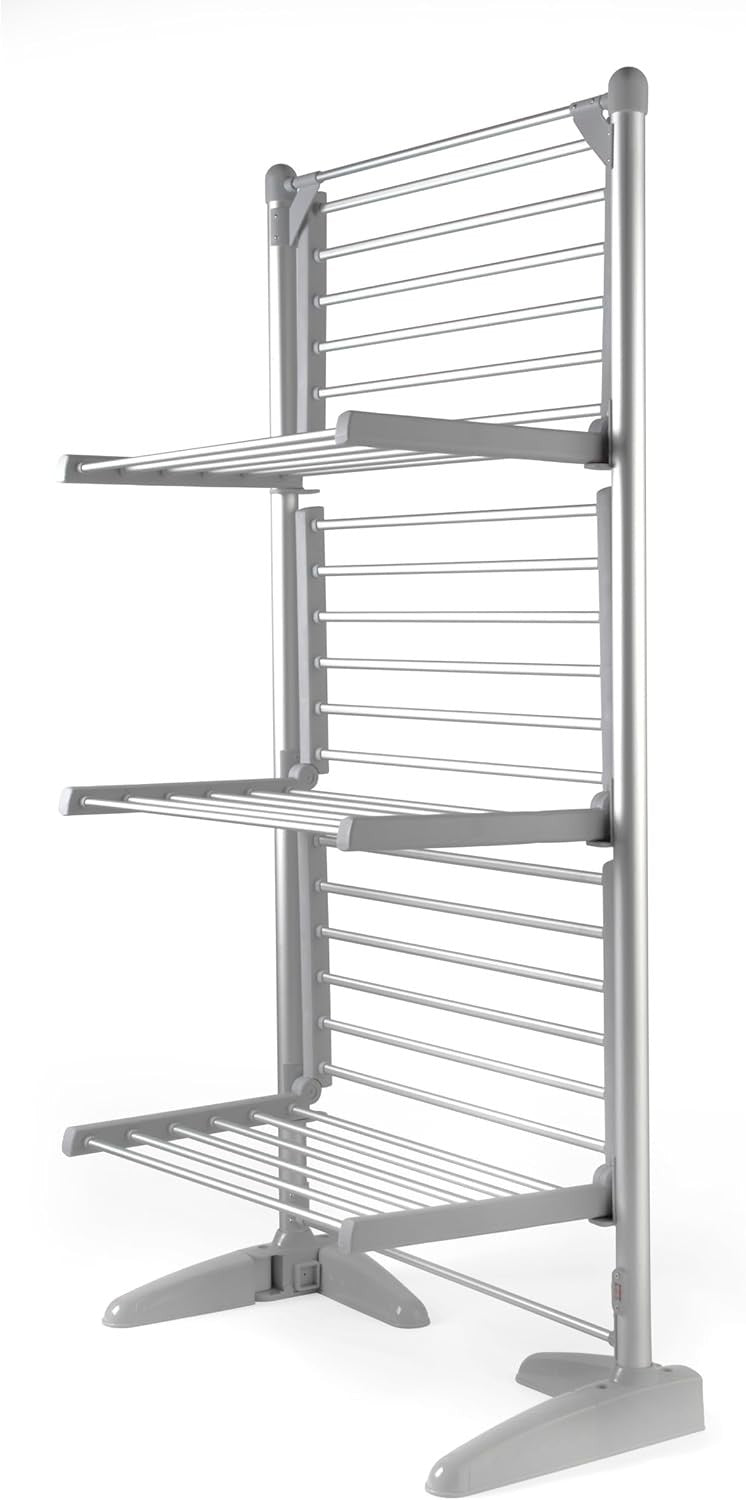 3 Tier Heated Clothes Airer 20m Drying Space 30kg Foldable Electric Indoor