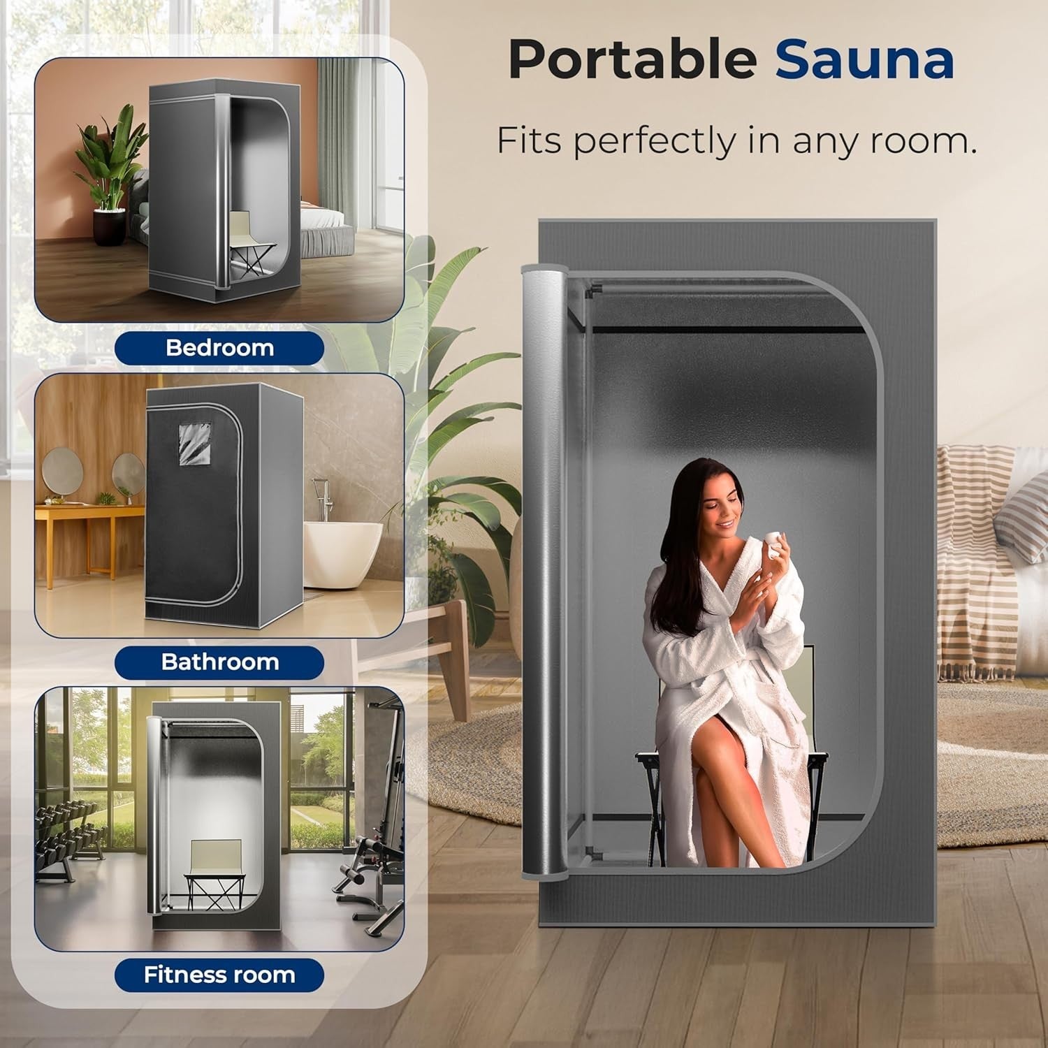 Portable Infrared Home Sauna Box – One-Person Steam Sauna with Chair & Foot Pad