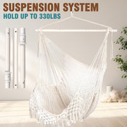 Natural White Hanging Hammock Chair – Breathable Mesh, Indoor Outdoor, 120kg