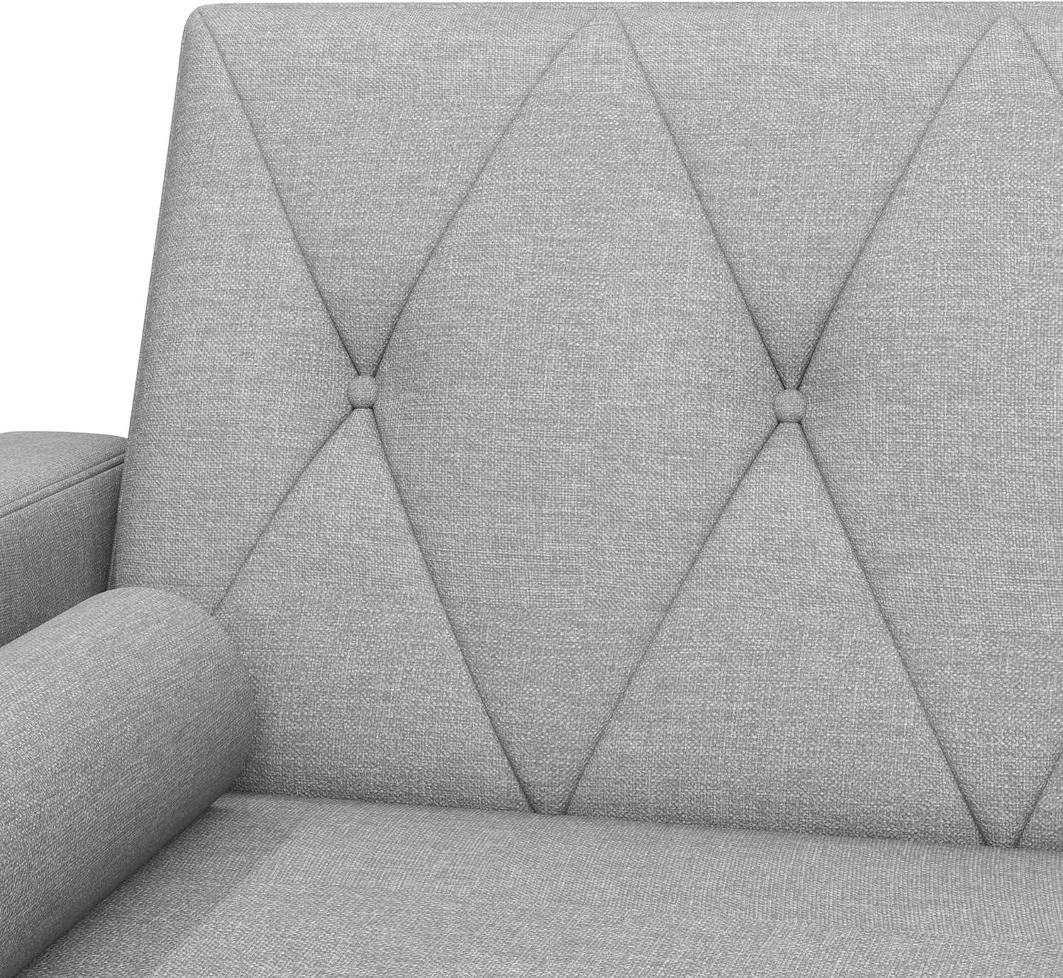 Light Grey 3 Seater Sofa Bed Click Clack Modern Couch with Pillows Small Space