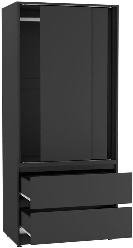 2-Door 2-Drawer Sliding Wardrobe with Hanging Rail & Silent Doors - Modern Stora