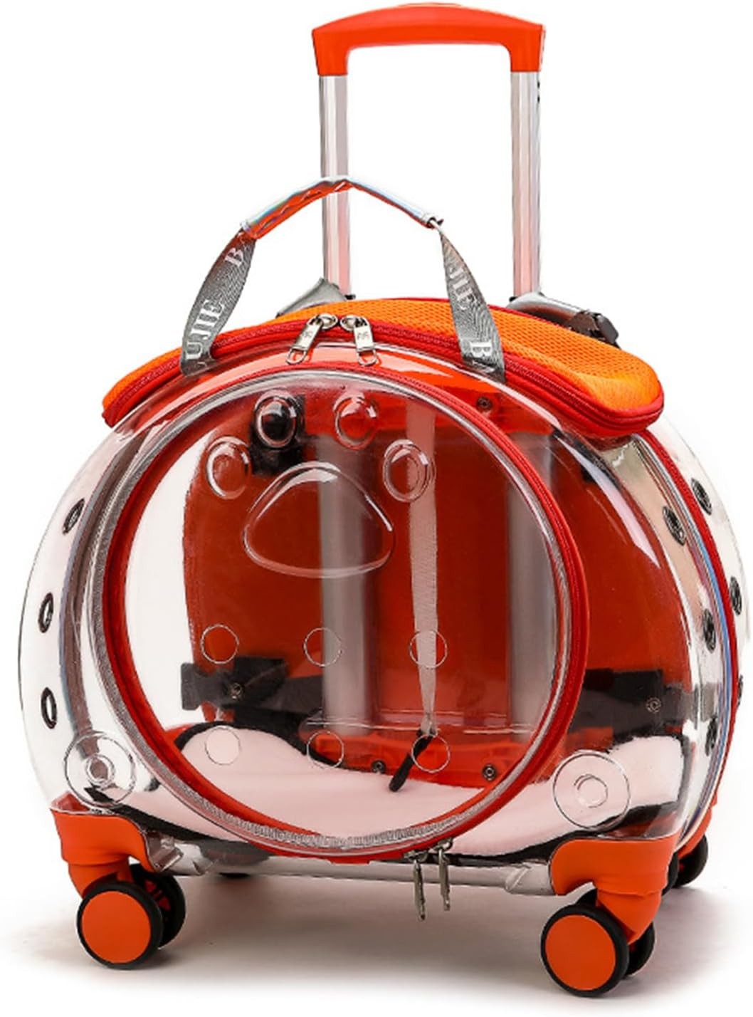 Transparent Pet Carrier Trolley with Wheels Dog Cat Travel Stroller Bag