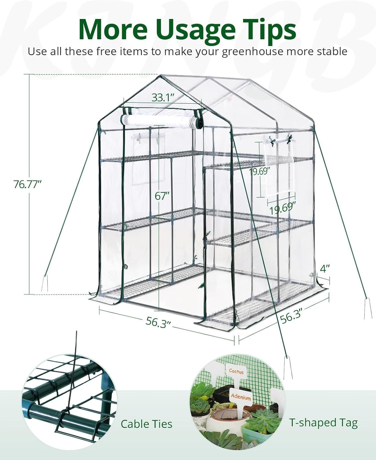Large Walk-In Greenhouse with Shelves | Heavy Duty Clear PVC Cover | Steel Frame