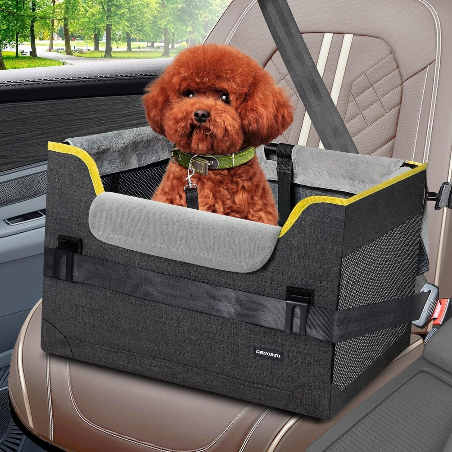 Dog Car Seat Small Dogs Booster Seat Safety Leash Washable Cushion
