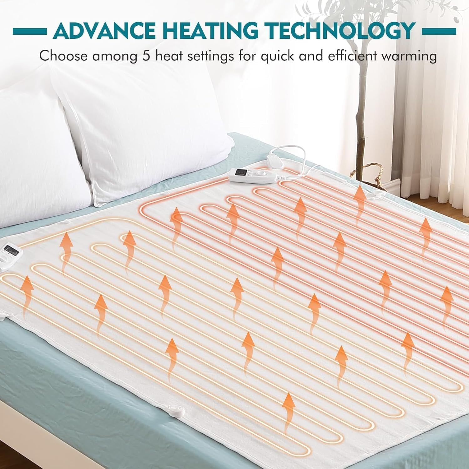 Electric Heated Underblanket King Size Dual Control 5 Heat Timer Washable