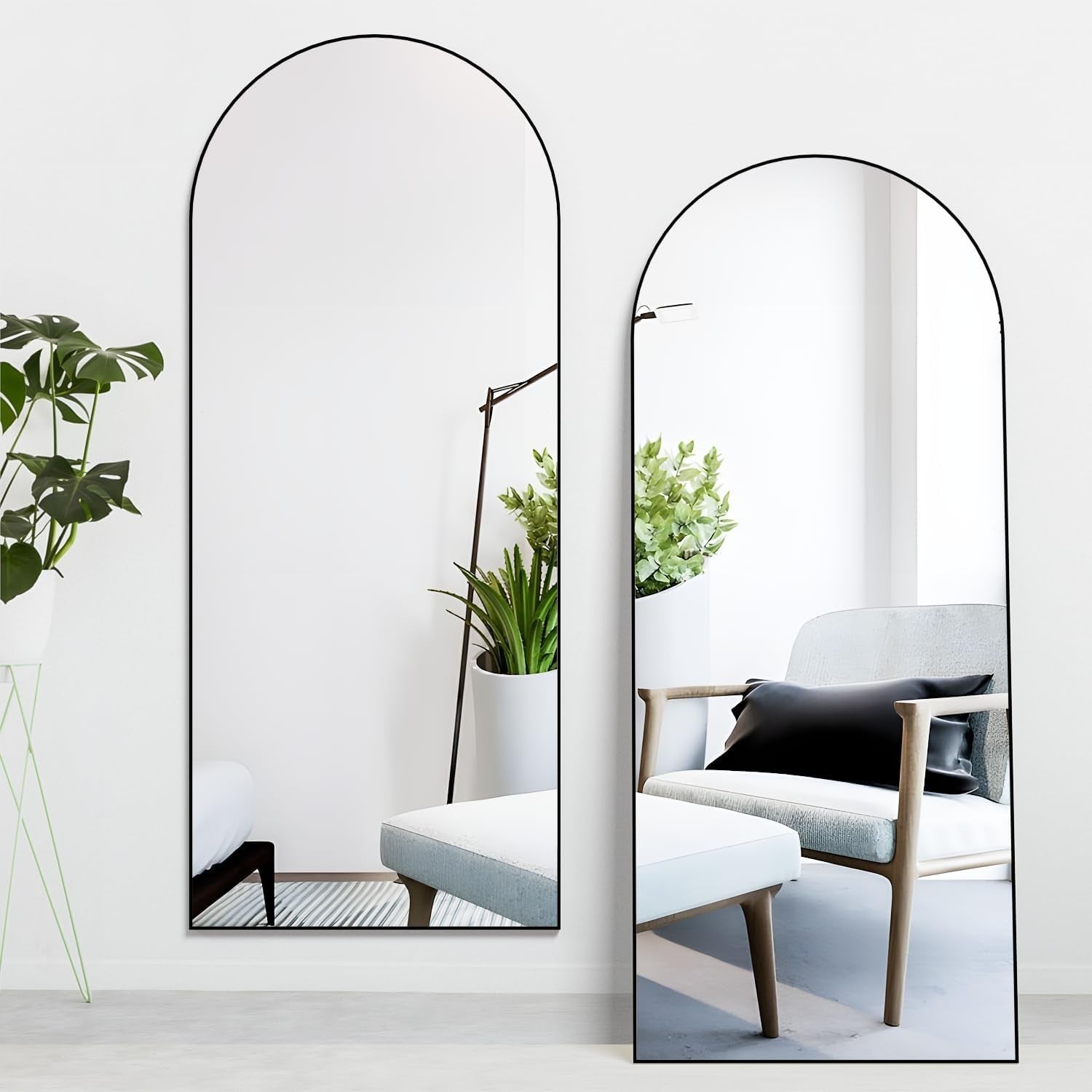 Full Length Arched Mirror 165x60cm Wall Leaning Standing Modern Black