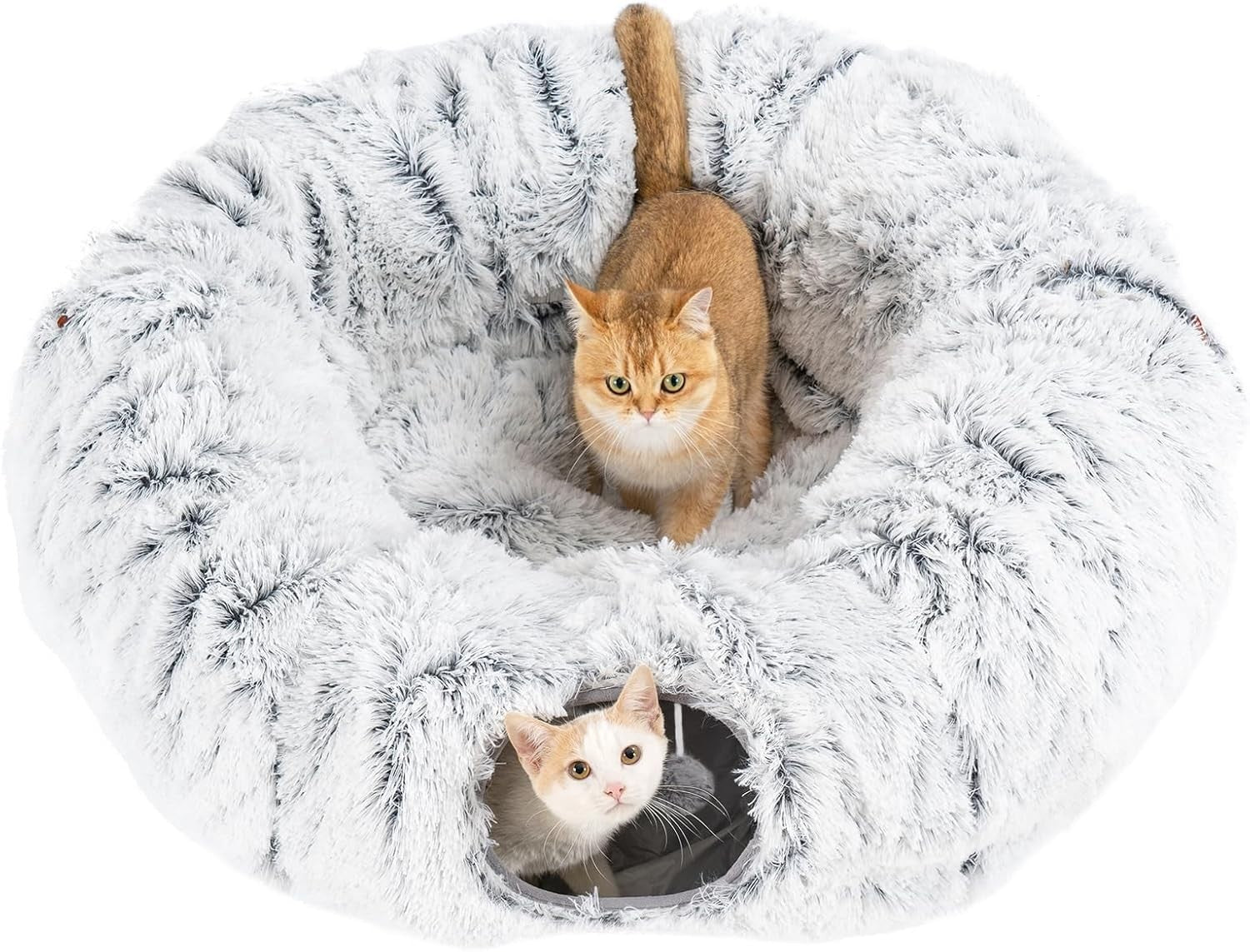 Cat Tunnel Bed Donut Play Tunnel Large Circle w Central Mat Grey