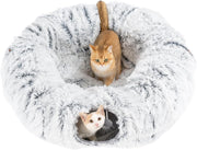 Cat Tunnel Bed Donut Play Tunnel Large Circle w Central Mat Grey