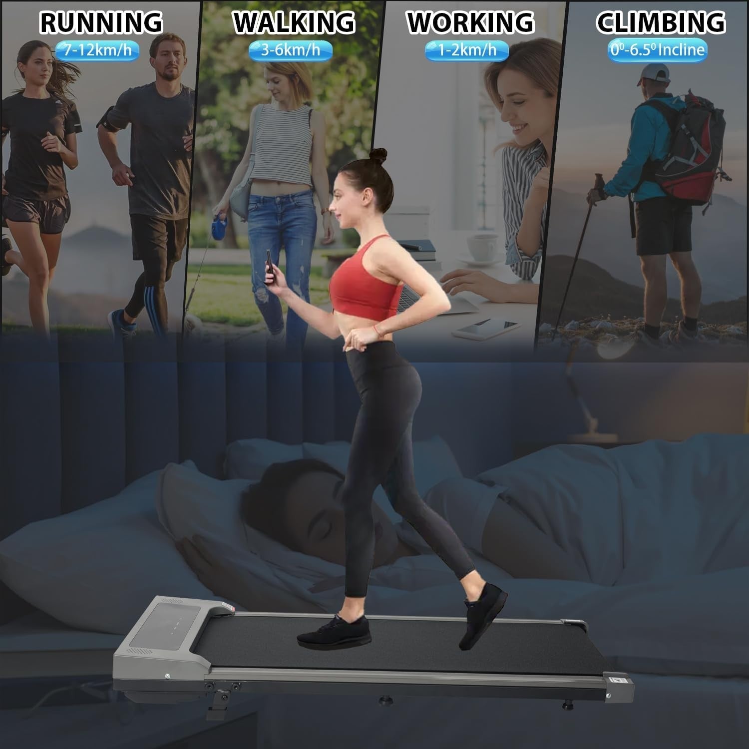 Foldable Walking Treadmill 2-in-1 2.0HP Motor Incline LED Display Home Gym.