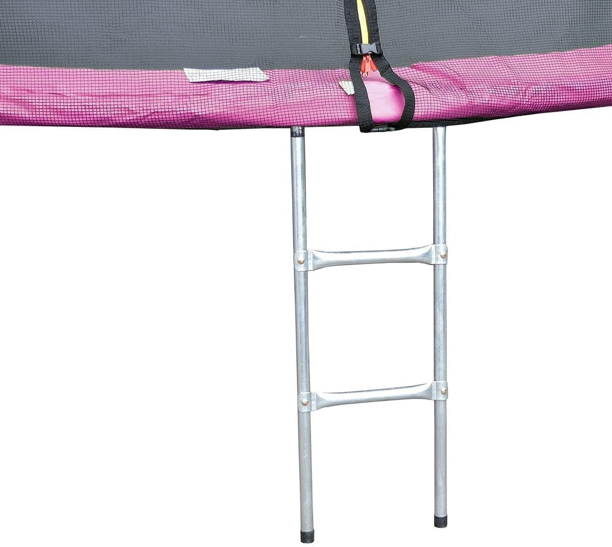 8FT Outdoor Garden Trampoline Safety Net Ladder Padded Poles Pink