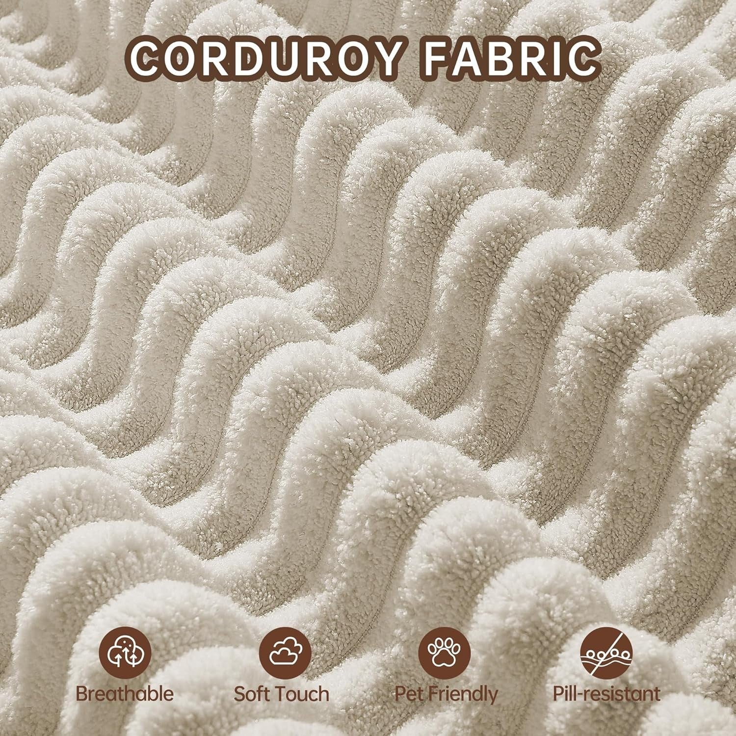 Modular U-Shaped Corduroy Sofa Bed with Memory Foam & Storage Pocket
