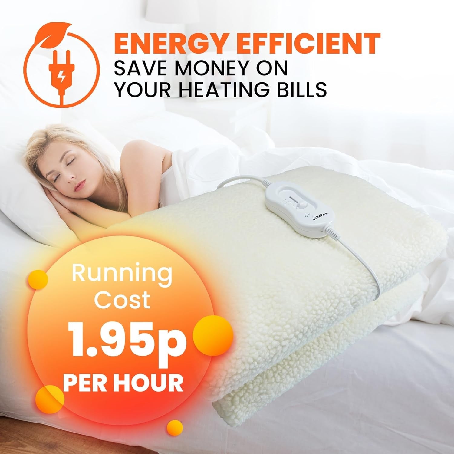Electric Heated Blanket Double Soft Fleece 3 Heat Settings Remote Control