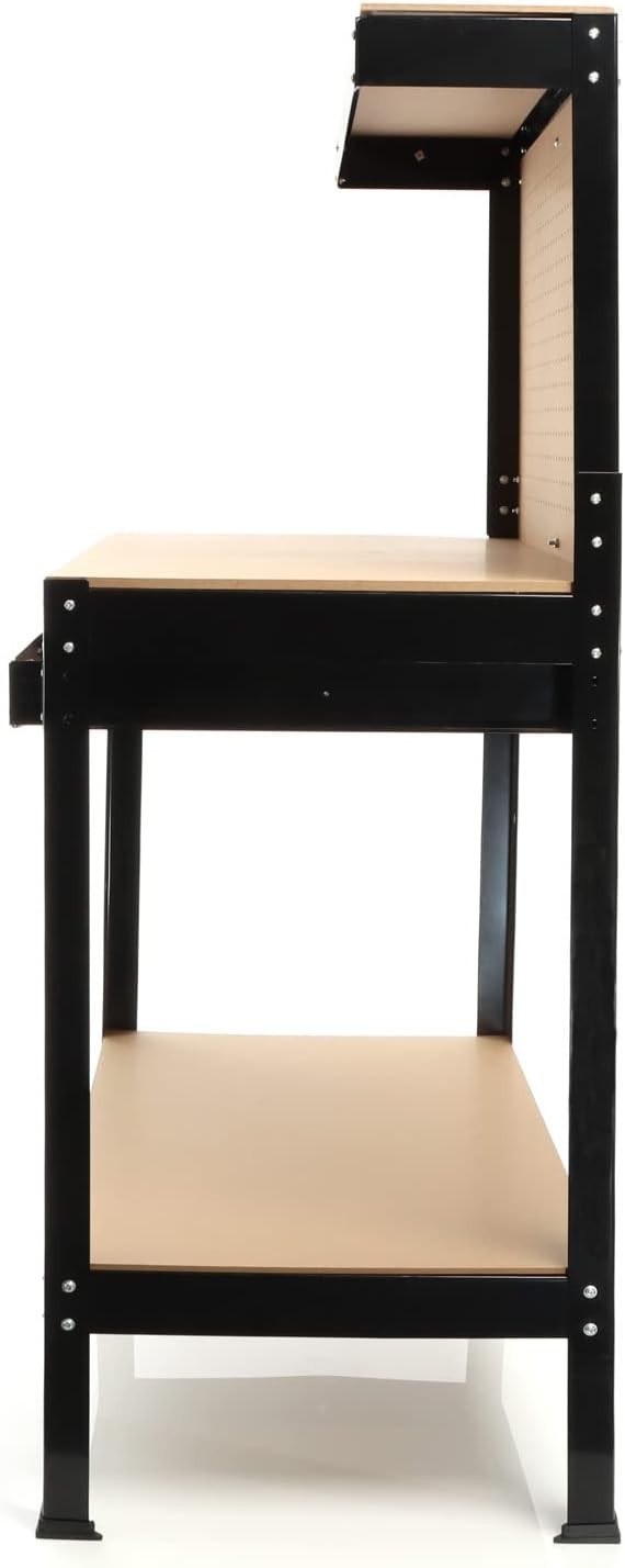 Workbench 800x500x1400mm with Drawer Pegboard Shelf Garage Tool Organizer