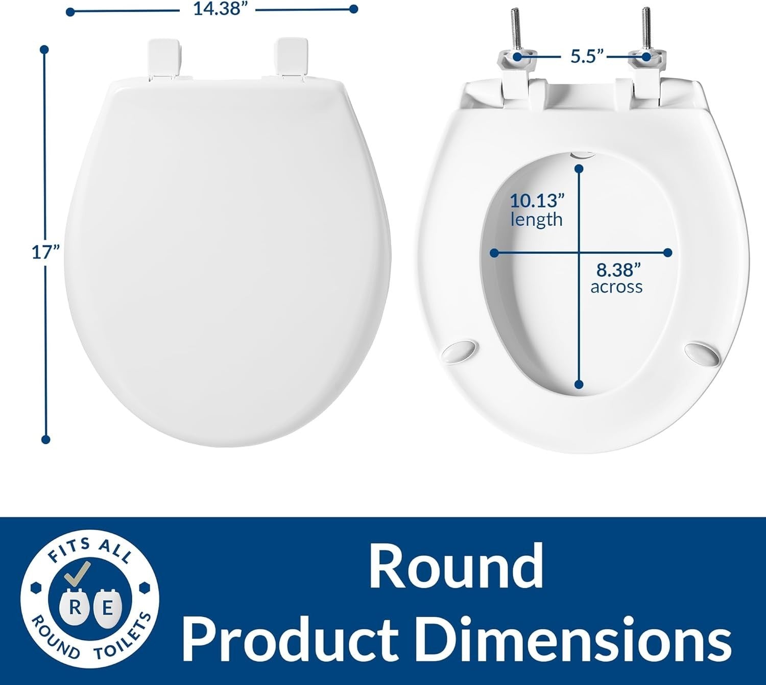 Commercial Round Toilet Seat Heavy-Duty Plastic Soft Close AntiMicrobial