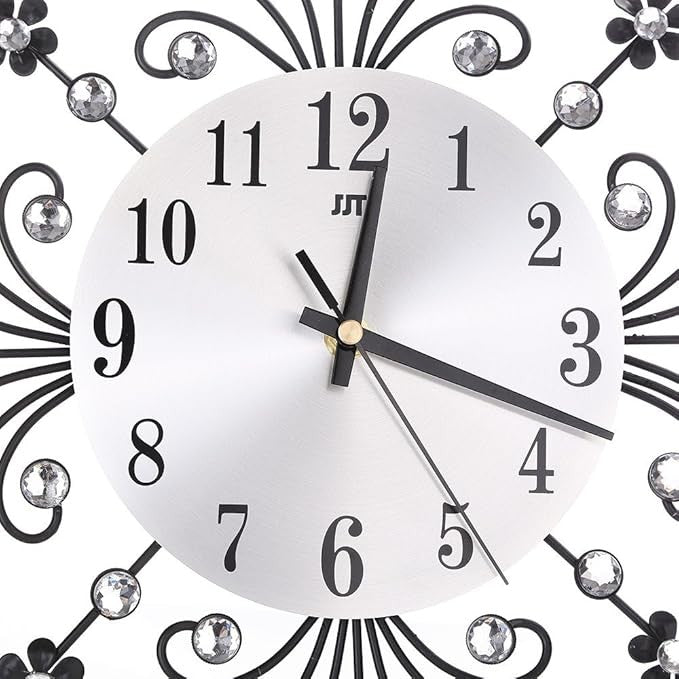 Elegant 3D Flower Metal Wall Clock | Silent Quartz 35cm Art Decor for Home