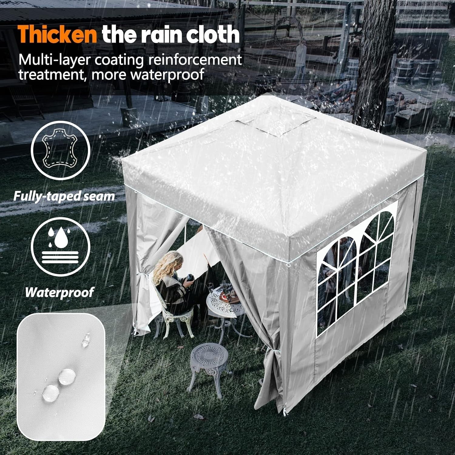 2x2M White Pop Up Gazebo With Removable Sides Waterproof Outdoor Tent