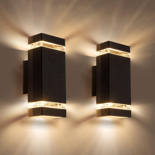 2 Pack Aranzyec Outdoor Up Down Wall Lights IP54 Waterproof Black GU10