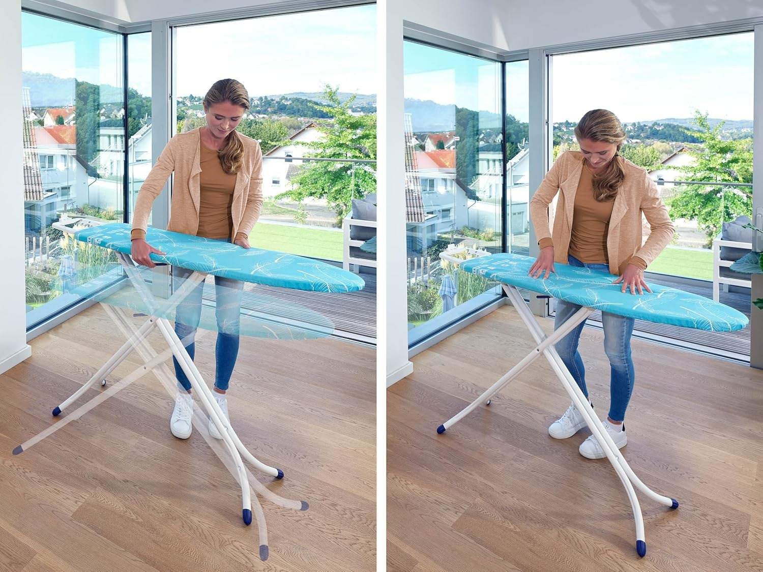 Compact Ironing Board 120x38cm Steam Fast Ironing Height Adjustable